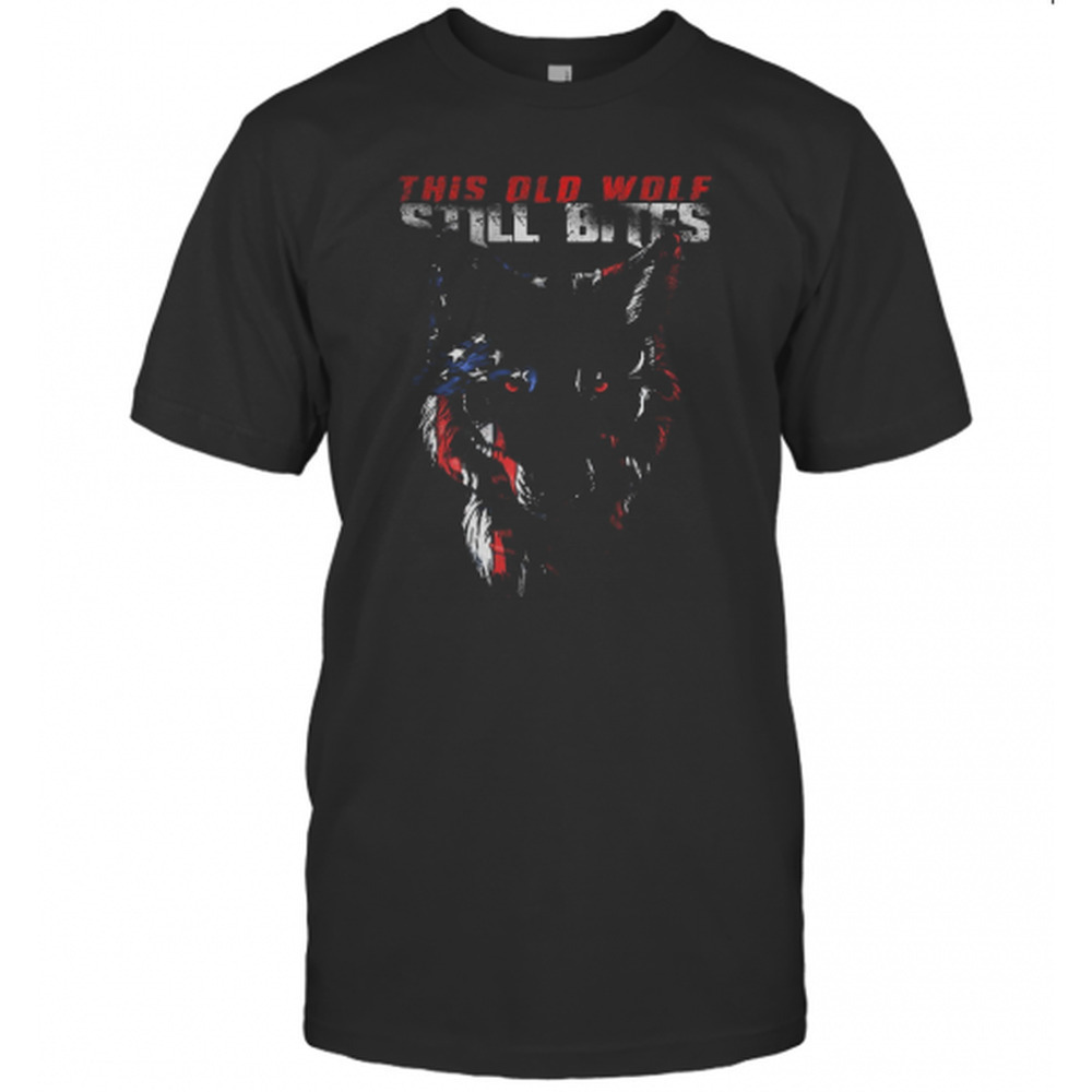 This Old Wolf Still Bites American Flag Patriotic T-Shirt
